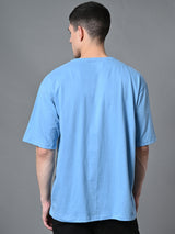 Relaxed Oversized 100% Cotton Solid Tee – Sky Blue