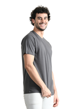 Comfy 100% Cotton Solid Regular Fit Tee - Charcoal