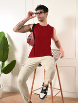 Easy-Wear Solid Maroon Cotton Sando