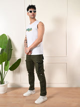 Easy-Wear California Colorful Print Cotton Sando – White