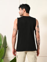 Easy-Wear Solid Black Cotton Sando