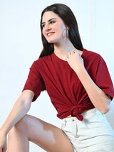 Timeless 100% Cotton Solid T-shirt - Maroon