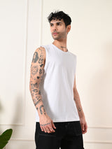 Easy-Wear Solid White Cotton Sando
