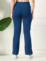 Effortless Women's Lycra Flared Tights with Pockets - Classic Blue