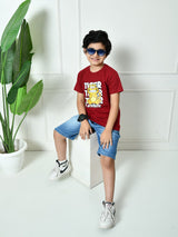 Cotton Optimistic & Be Dope Graphic T-Shirts - Maroon & Pista (2-Pack)