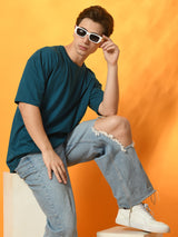 Relaxed Oversized 100% Cotton Solid Tee – Teal