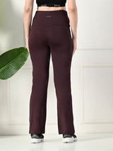 Effortless Women's Lycra Flared Tights with Pockets - Wine
