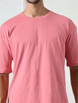 Relaxed Oversized 100% Cotton Solid Tee – Peach