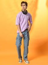 Relaxed Oversized 100% Cotton Solid Tee – Lavender