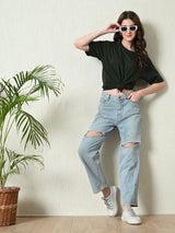 Timeless 100% Cotton Solid T-shirt- Bottle Green