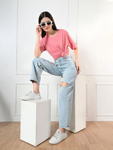 Timeless 100% Cotton Solid T-shirt - Peach