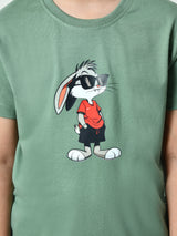 100% Cotton Playful Rabbit T-shirt – Pista Green