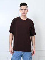 Relaxed Oversized 100% Cotton Solid Tee – Coffee