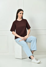 Timeless 100% Cotton Solid T-shirt - Coffee