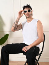 Easy-Wear Solid White Cotton Sando