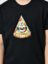 100% Cotton Playful Pizza T-shirt – Black