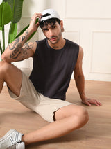 Easy-Wear Solid Charcoal Cotton Sando