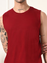 Easy-Wear Solid Maroon Cotton Sando