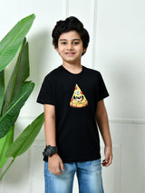 100% Cotton Playful Pizza T-shirt – Black