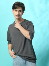 Relaxed Oversized 100% Cotton Solid Tee – Charcoal