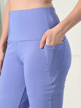 Effortless Women's Lycra Flared Tights with Pockets - Lilac
