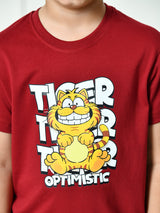 100% Cotton Playful Optimistic T-shirt – Maroon