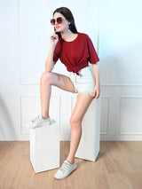 Timeless 100% Cotton Solid T-shirt - Maroon