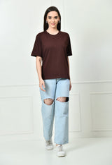 Timeless 100% Cotton Solid T-shirt - Coffee