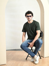 Comfy 100% Cotton Solid Regular Fit Tee - Green