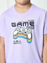 Cotton Ice Cream & Gaming Graphic T-Shirts - Black & Lavender (2-Pack)