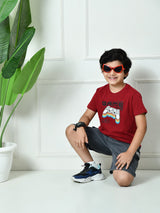 100% Cotton Playful Gaming T-shirt – Maroon