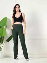 Effortless Women's Lycra Flared Tights with Pockets - Sage