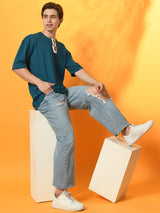 Relaxed Oversized 100% Cotton Solid Tee – Teal