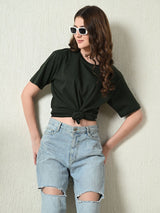 Timeless 100% Cotton Solid T-shirt- Bottle Green