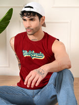 Easy-Wear California Colorful Print Cotton Sando – Maroon