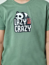 100% Cotton Playful Lazy Panda T-shirt – Pista Green