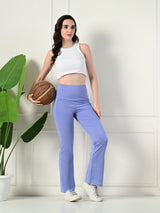 Effortless Women's Lycra Flared Tights with Pockets - Lilac