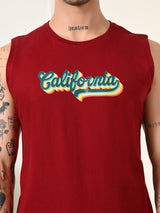 Easy-Wear California Colorful Print Cotton Sando – Maroon