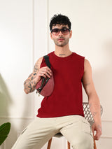 Easy-Wear Solid Maroon Cotton Sando