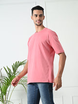 Relaxed Oversized 100% Cotton Solid Tee – Peach