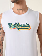 Easy-Wear California Colorful Print Cotton Sando – White
