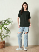 Timeless 100% Cotton Solid T-shirt- Bottle Green