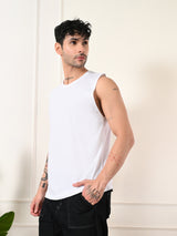 Easy-Wear Solid White Cotton Sando