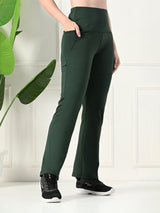 Effortless Women's Lycra Flared Tights with Pockets - Sage
