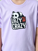 100% Cotton Playful Lazy Panda T-shirt – Lavender