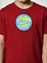 100% Cotton Playful Banana Board T-shirt – Maroon