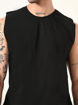 Easy-Wear Solid Black Cotton Sando
