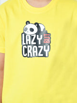 100% Cotton Playful Lazy Panda T-shirt – Yellow
