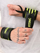 Trouble-free Wrist Support for Weightlifting & Gym Workouts - Black - Neon Yellow