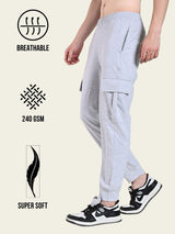 Utility Cargo Jogger with Pockets - Melange Grey